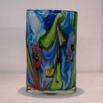 vase plat bleu